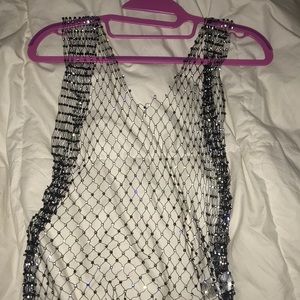 Mesh rhinestone festival top